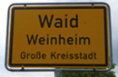 Town sign of 'Waid' [Woad] in 'Weinheim'